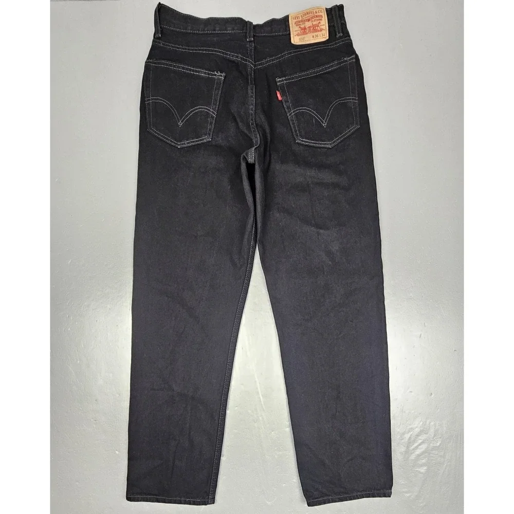 Levis‎ 550 Jeans Mens 36x34 Relaxed Fit Black Y2k 2008 Straight Leg Denim